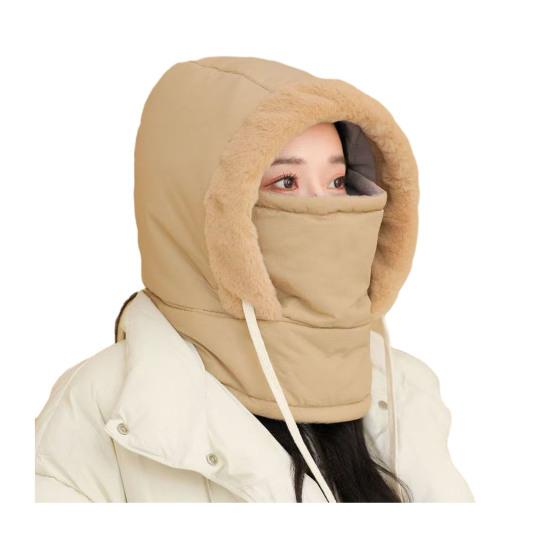 Winter Balaclavas Hat for Men Women Thick Warm Hooded Scarf Hat Fleece Drawstring Hoodie Face Cushion Ski Snow Skull Cap for Cold Weather