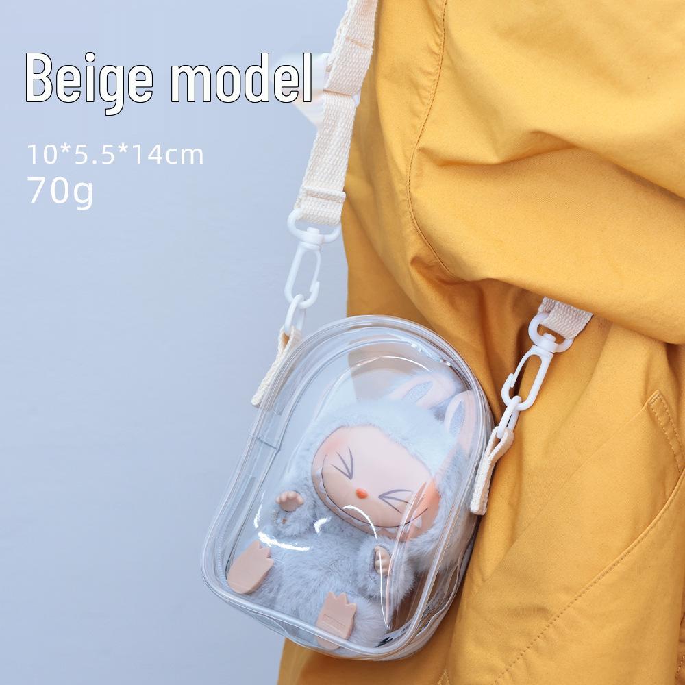 

Сумка-коляска для куклы 14 см - Прозрачный ПВХ, дизайн со звездами, с хлопковым отделением для хранения и демонстрации куклы.