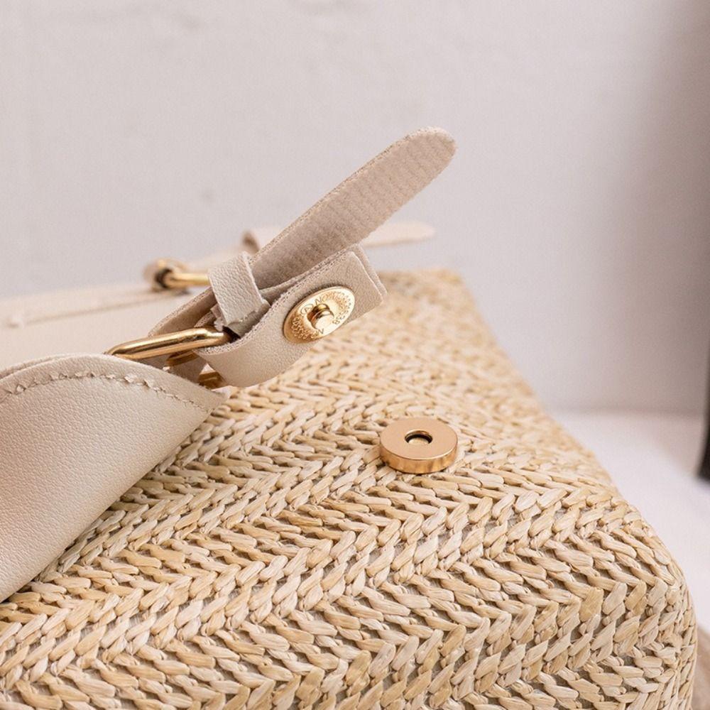 Versatile Bag PU Leather Straw Backpack Vintage Style Elegant Look Woven Backpack Retro Design Luxury Shoulder Bag Bobo Style