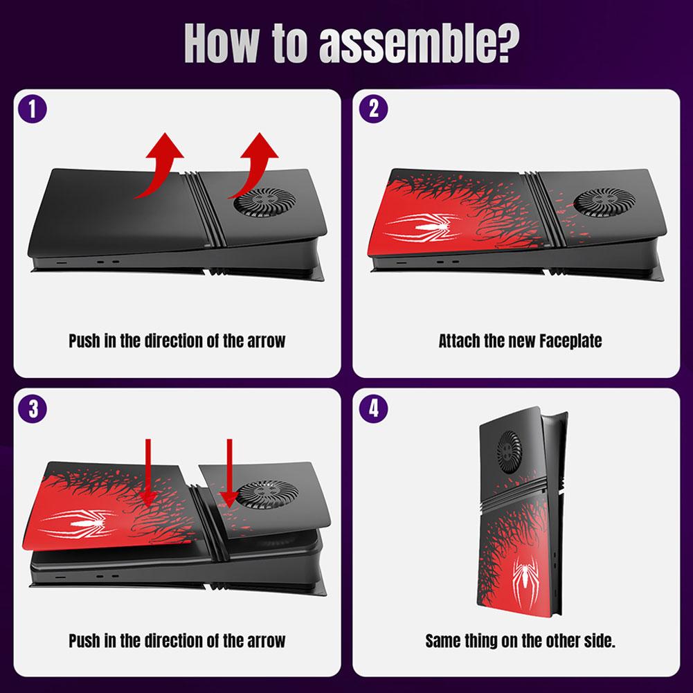 Für Playstation5 Pro Limited Edition Spider Harte Frontplattenabdeckung Premium ABS Ersatzschale Zubehör für PS5 Konsolenabdeckung