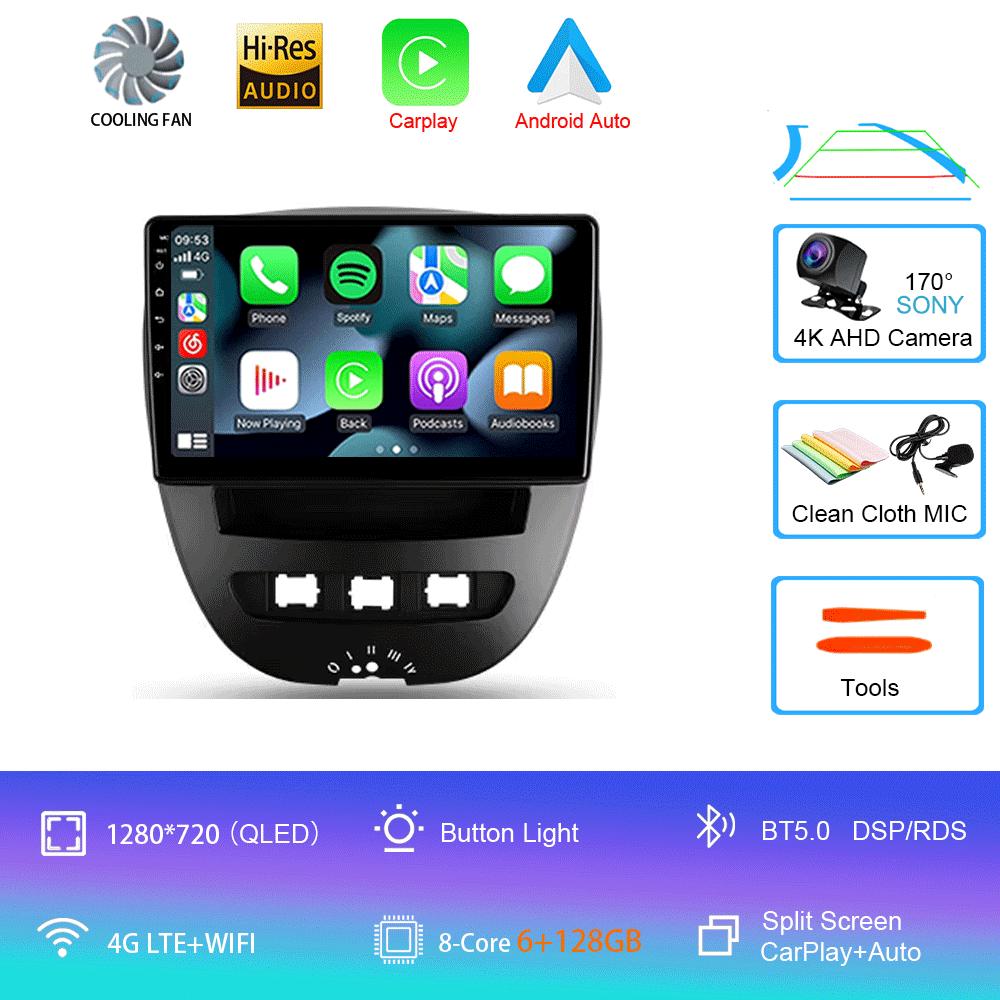 Android 14 Carplay Auto Multimedia Player Car Radio For Peugeot 107 Citroen C1 Toyota Aygo 2005 -2014 DSP Stereo 2din Head Unit