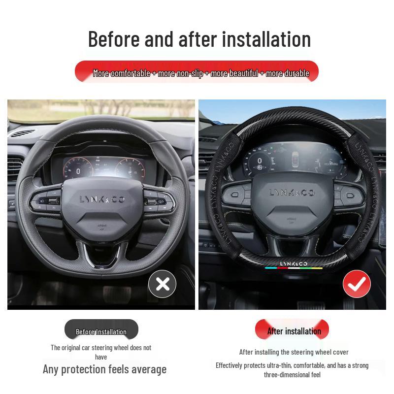 Lynk & Co 03 Steering Wheel Cover: Carbon Fiber Special Grip, Fits Models 01-09