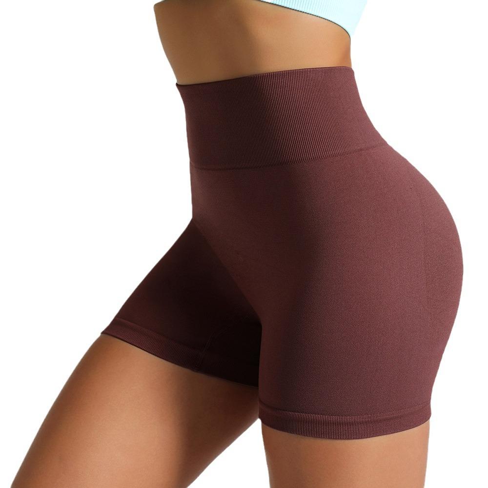 Women's High Waist Seamless Knitted Yoga Shorts - Peach Butt Three-Point Fitness & Running Shorts
