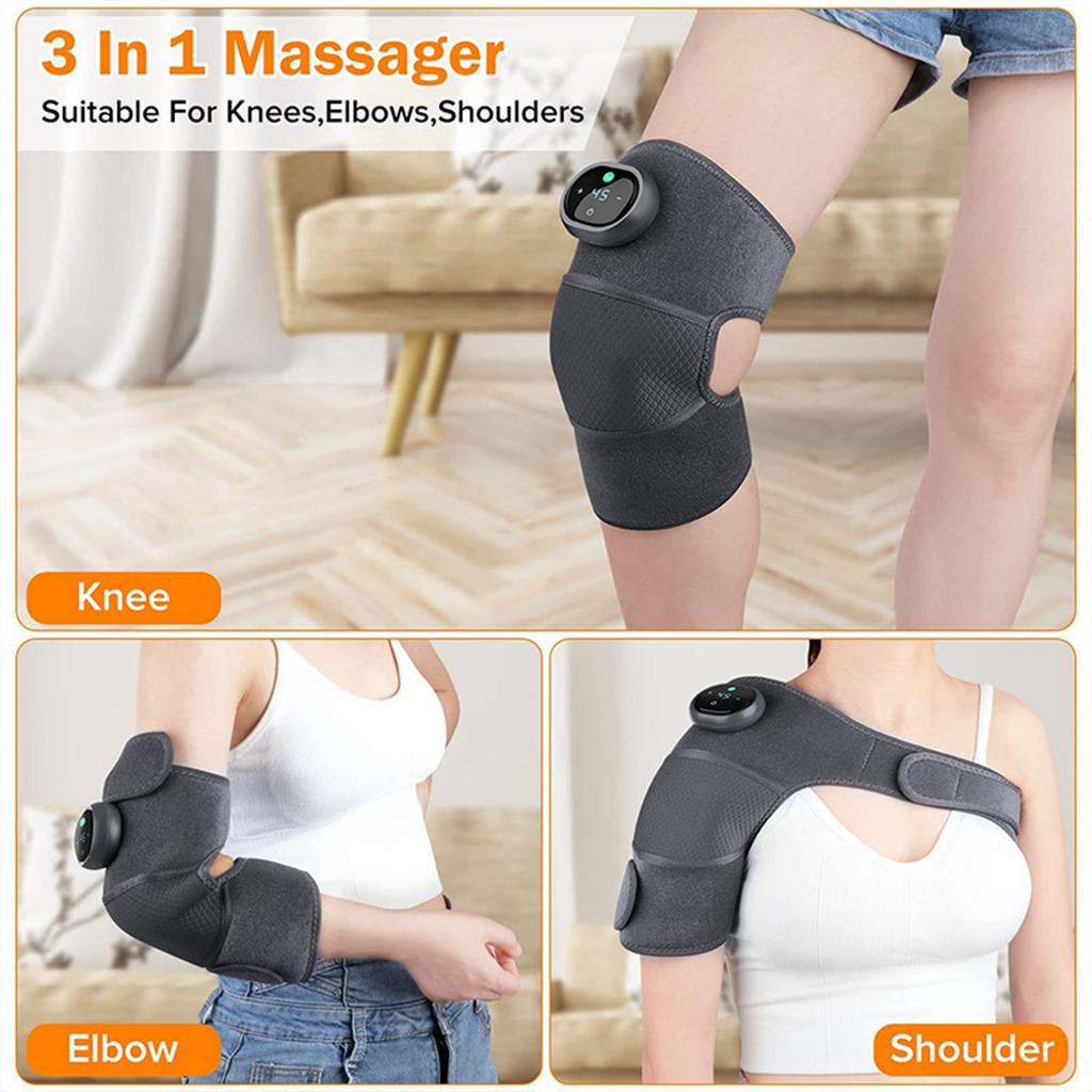 Wireless Knee Massager With Thermal Vibration, Electrically Heated Knee Brace, With 5 Heat And 3 Massage Modes, Gift For Men And Women ,gray,