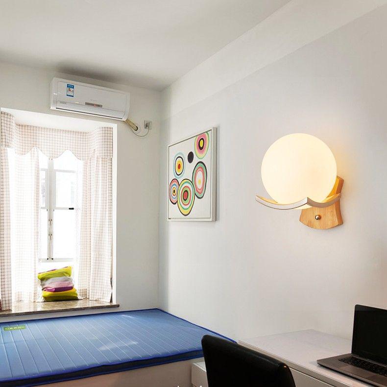 Moderne minimalistisk vegglampe i tre for soverom og gang (Kinesisk og europeisk stil)