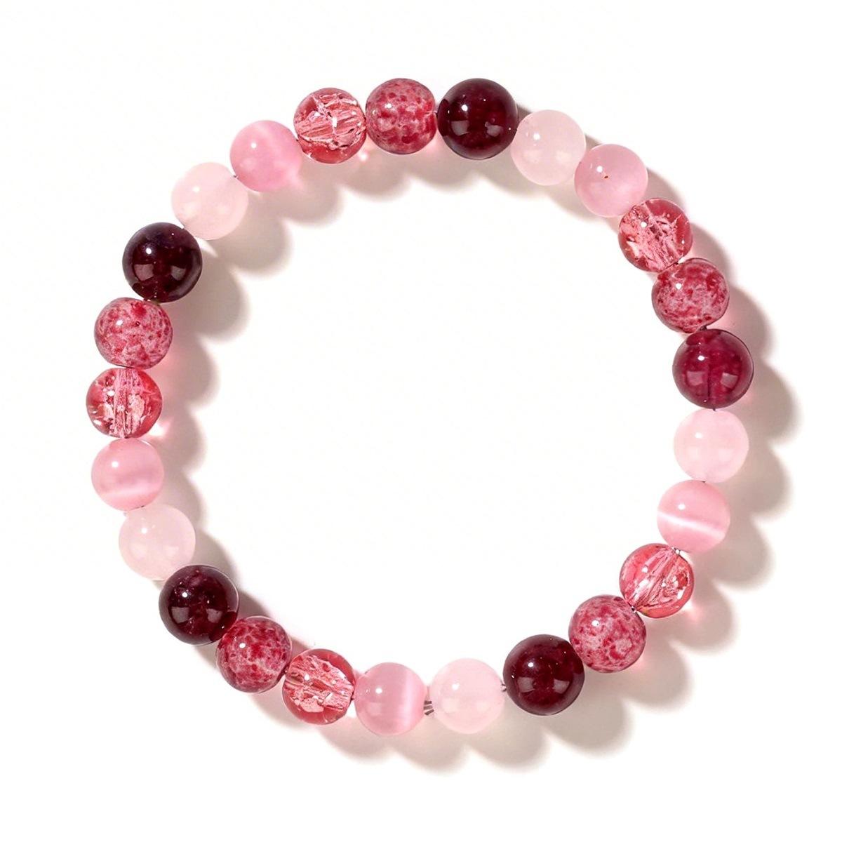 

Праздничные подарки Романтичный розово-красный агатовый браслет из бусин Модное украшение для женщин Повседневное ношение Стильный и легко сочетаемый аксессуар