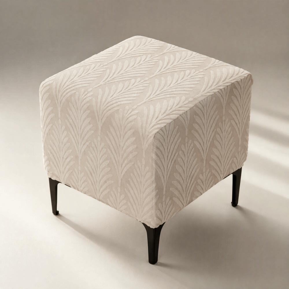 Square Shaped Ottoman Dust Protector Jacquard Velvet Bench Storage Cover  Storage Ottoman Shield