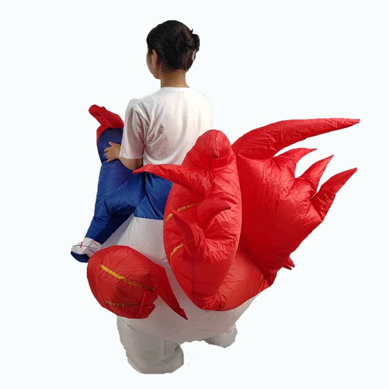 Inflatable Big White Chicken Costume with Colorful Wings for Adult Parties and Performances