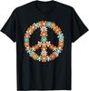 Flower Peace Sign Hippie Groovy Graphic Tee Men's Casual Round Neck Short Sleeve T-Shirt