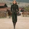 European and American New Autumn and Winter Corduroy Pocket Belt Long-sleeved Trousers Set