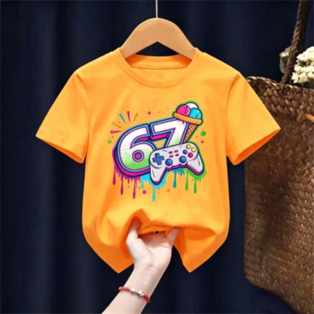 Summer Game Six Seven 67 Printed Men's T Shirt Fashion Casual Men's and Women's Short Sleeve Shirt Funny Men's Clothes Tee Top