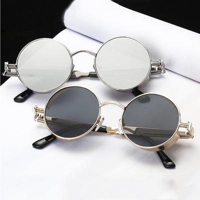 Fashion Steampunk Round Sunglasses For Men Women Black Brown Wrap Frame Retro Sun Glasses Mirror Sunglass