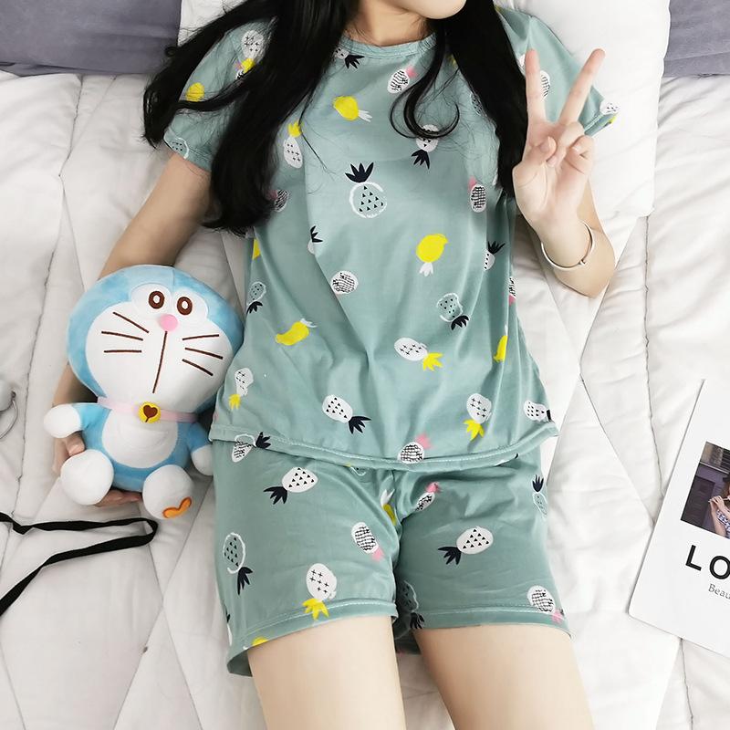 Pajamas Women'S Summer Short-Sleeved Shorts Loose And Cute Cartoon Casual Can Be Worn Outside Pajamas Women'S Loungewear Set