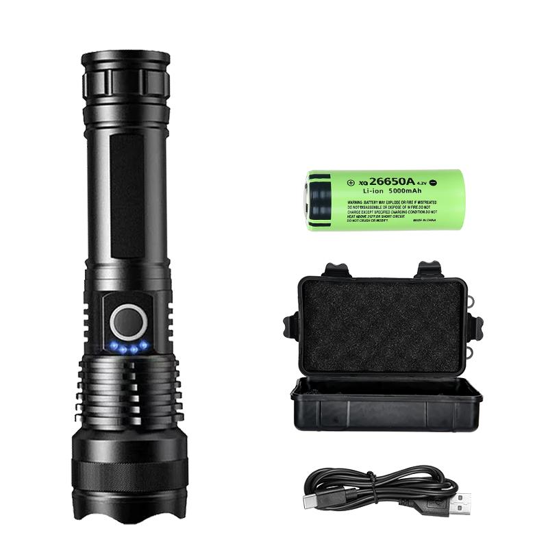 High Power Rechargeable LED Tactical Flashlight Aluminum Alloy Telescopic Zoom Torch Lamp Outdoor Camping Fishing Flashlight