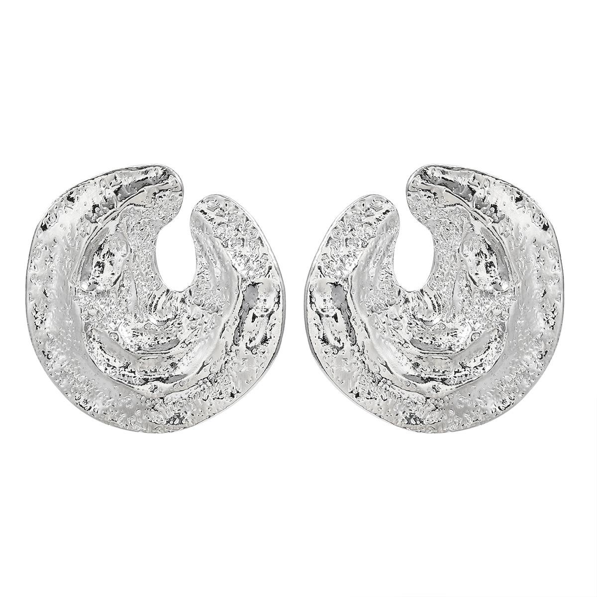 

Metal Round Geometric Stud Earrings for Women New Simple Trend Design Zircon Party AccessoriesZAA медный
