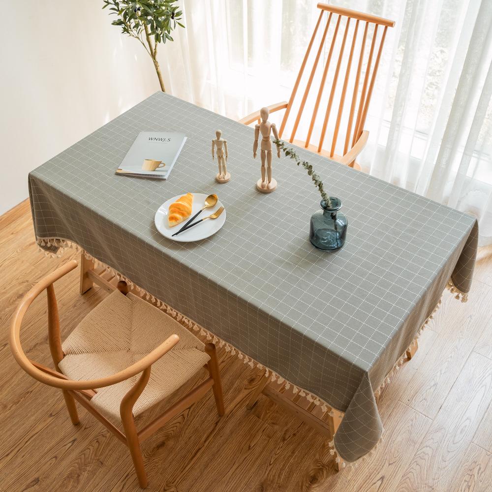 Simple Square Grid Dining Table Cloth Tablecloth Household Rectangular Coffee Table Cloth Cover Towel Can Be