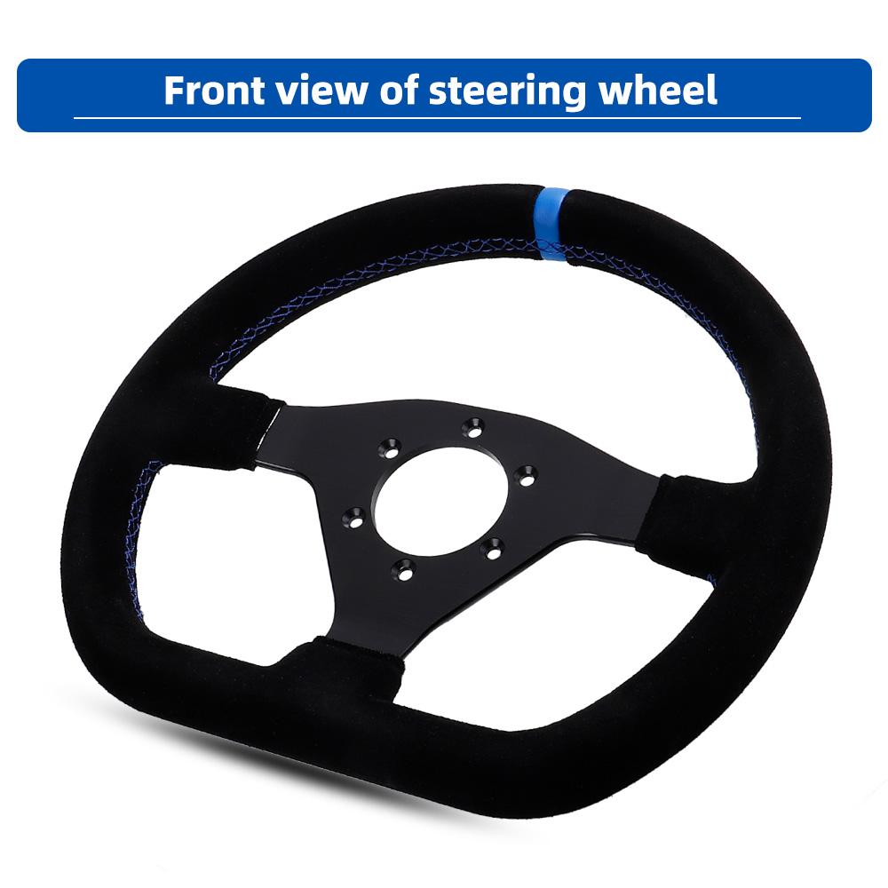 300mm Racing Steering Wheel Flat Suede Car Drift Pc Game Wheels Control Universal PCD-70mm