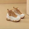 Høst og vinter nye tykksålede 7 cm høydeøkende fritids bomullssko for kvinner trendy ankelstøvletter snøring glidelås høy topp damesko
