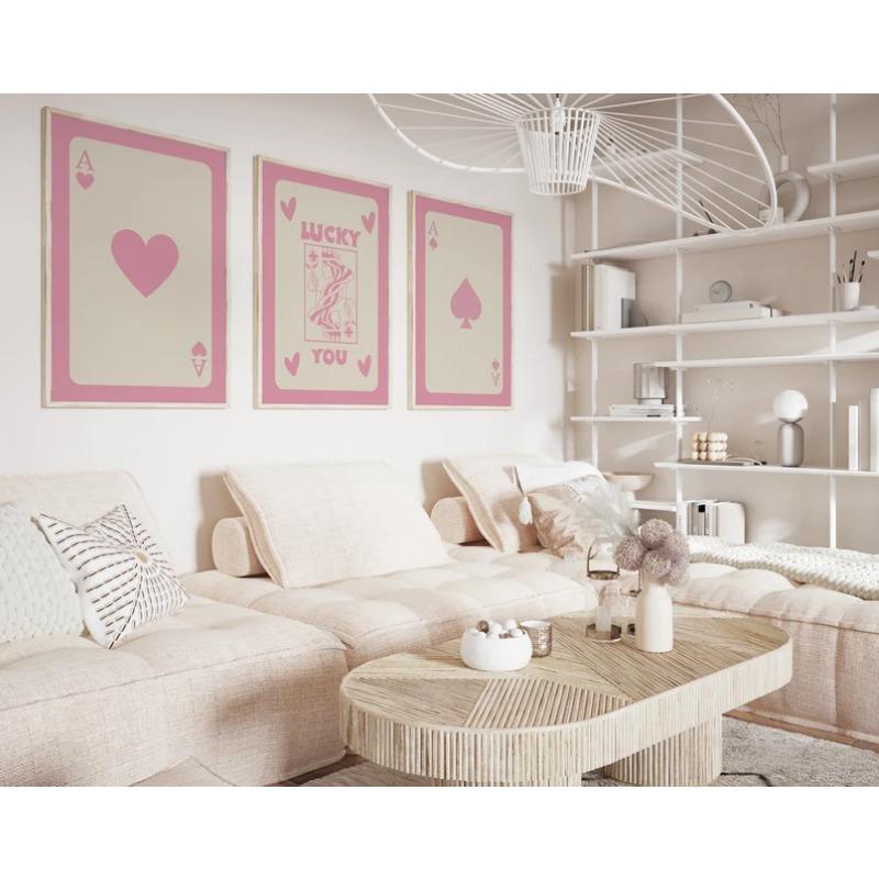 Multi Colour Fashion Retro Wall Art Ace of Spades Love Canvas Painting Pink Orange Yellow Black Green Blue Purple Bedroom Poster