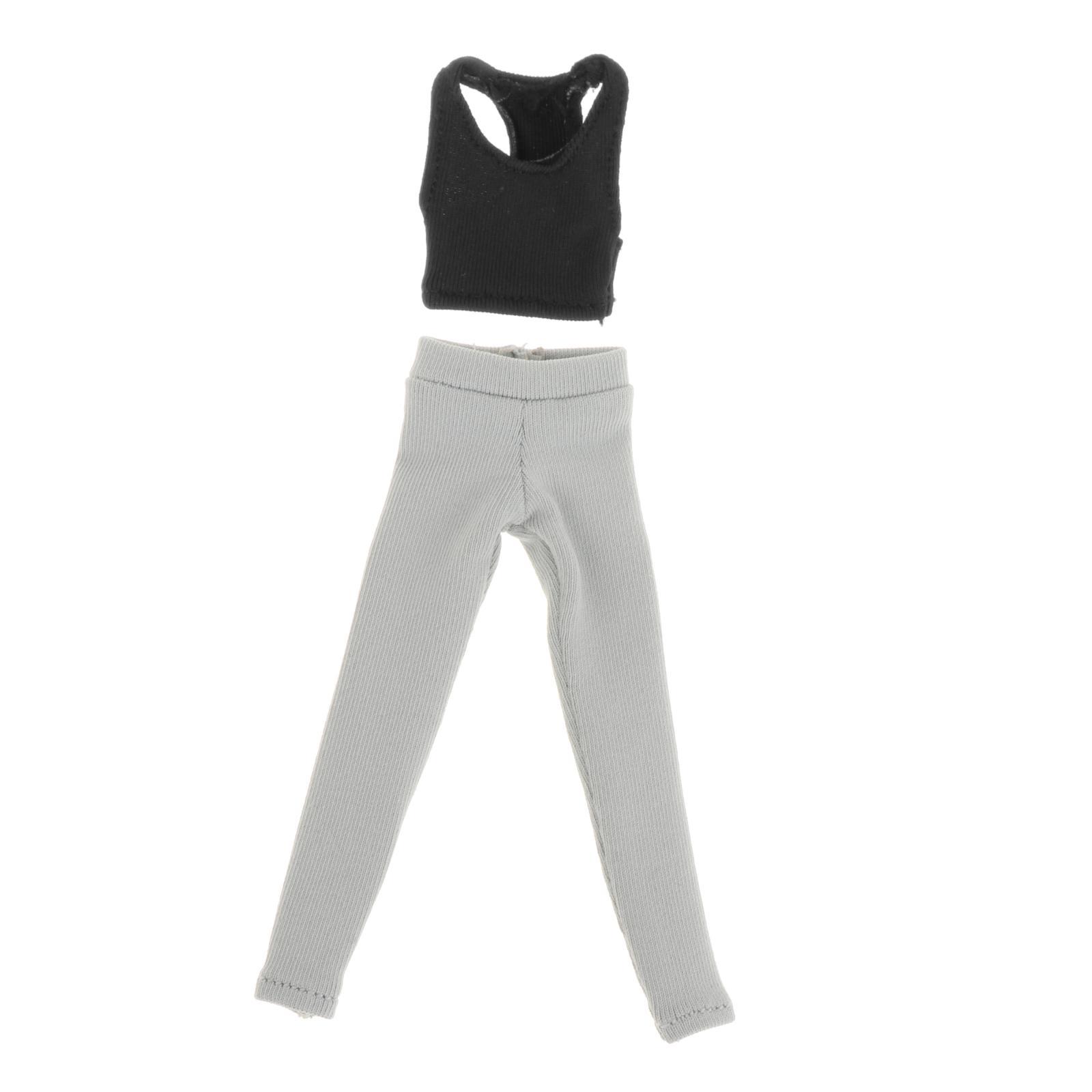 

1/12 Scale Female Action Figure Outfit with Vest And Pants for 6in Dolls черный серый