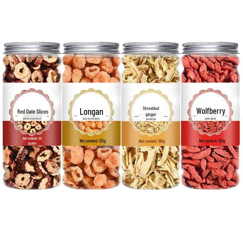 Ya Cha Po Longan Red Date Goji Ginger Herbal Tea 4-Can Set