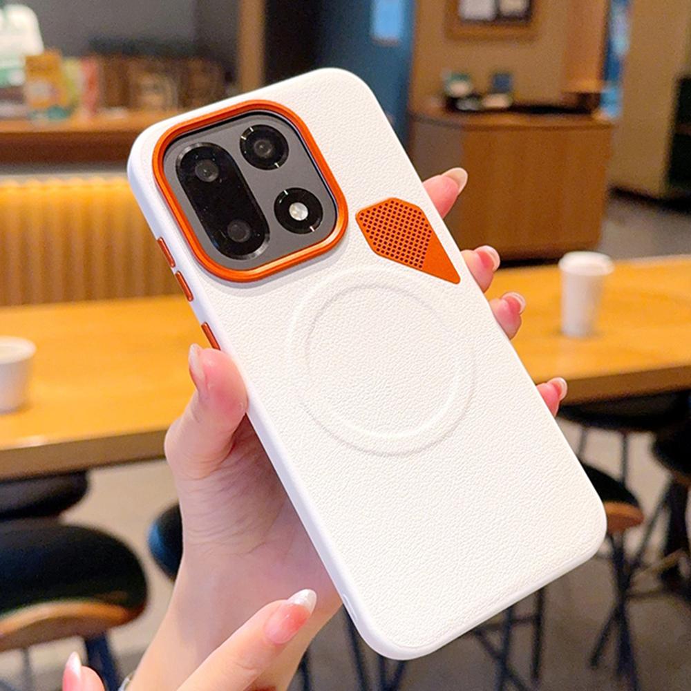 

Для OnePlus 15 5G Магнітний чохол Шкіряне покриття PC + TPU Чохол для телефону з листом для розсіювання тепла