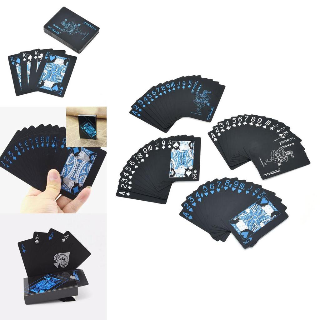 Premium Quality Black Plastic Poker Playing Cards Waterproof Magic Game Set