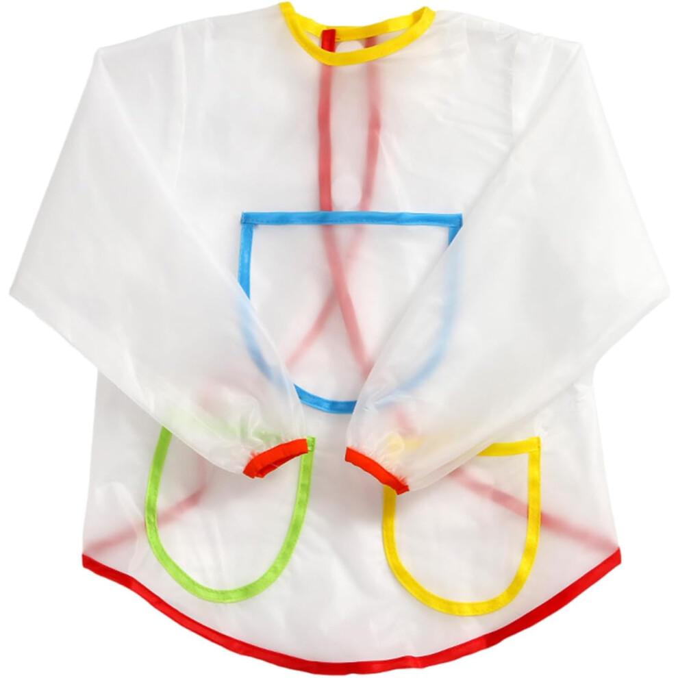 Durable Baby Bib Transparent Long Sleeve Waterproof Toddler Bibs Spit-Up Cloths Art Smock for Kids