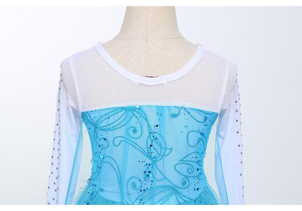 Frozen Princess Long Sleeve Costume Gown for Kids - Elsa & Anna Inspired with Cape