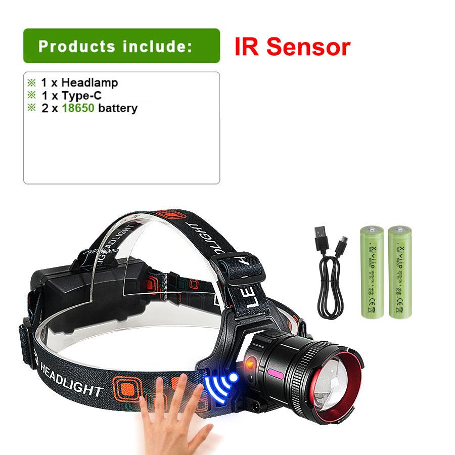 2026 LED Sensor Headlight Super Bright 1000M Headlamp Most Powerful Head Flashlight Waterproof Outdoor Fishing Lantern