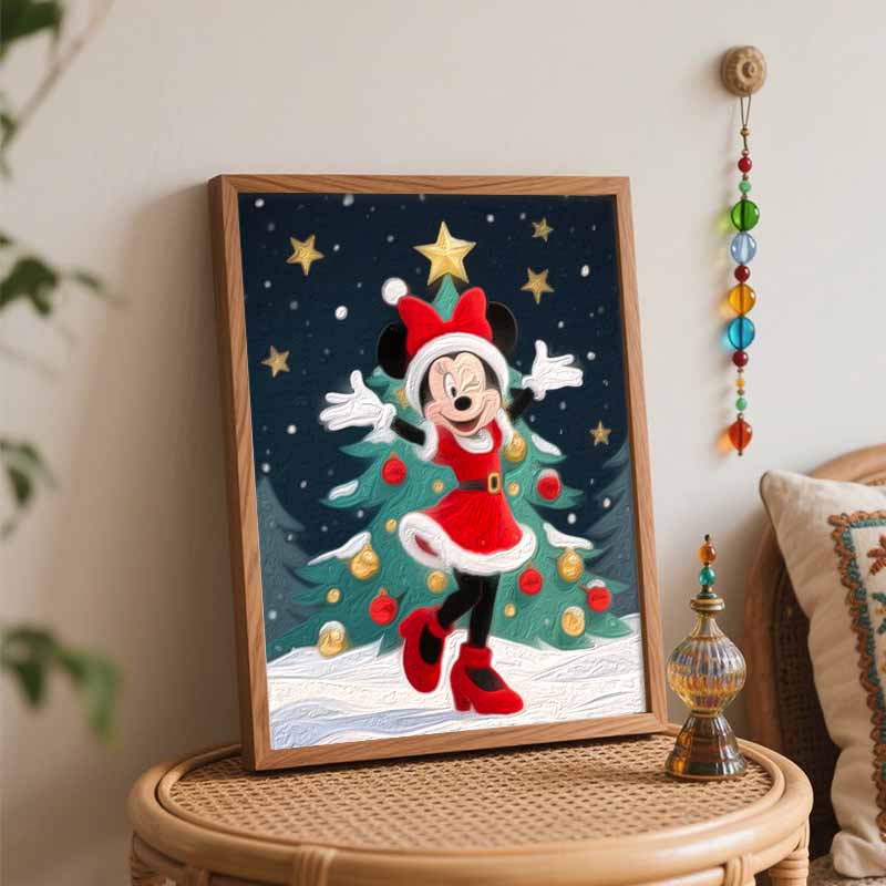 Disney Minnie Christmas Oil Painting Hand Painting Art Kit Coloring Painting Handmade Diy Home Decoration Gift