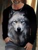 Maglietta a maniche lunghe da uomo con grafica The Wolf, per abbigliamento casual da uomo, maglietta alla moda, stampa 3D completa di animali, streetwear