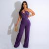 Women's New Fashion Solid Colour Jumpsuit Slim One-shoulder Wide-legged Trousers Models