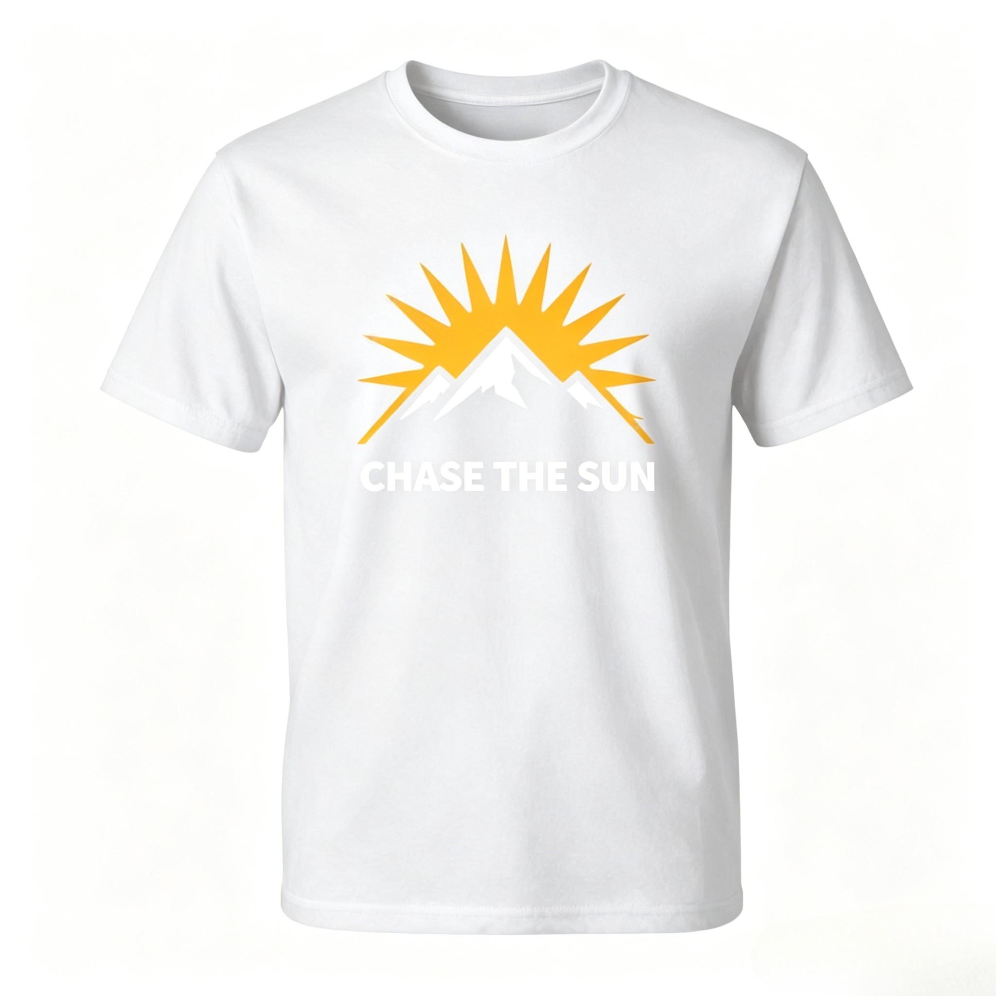 Unisex 100 Cotton Tshirt Chase The Sun Mountain Sunrise Graphic Print Oversize Casual Outdoor Short Sleeve Tee M