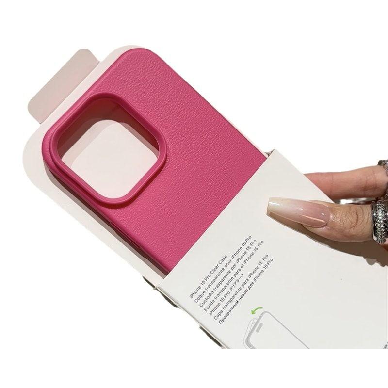 Simple Solid Color Lychee Leather Pattern Suitable for Apple 16pro Mobile Phone Case IPhone15 14 Anti Fall Soft Shell Protective Case