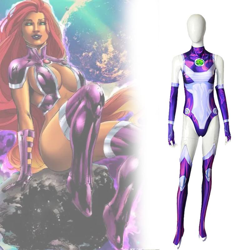 Titans Starfire Teen Cosplay Jumpsuit Superhero Adult Kids Costumes Halloween