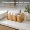 PE Rattan-Style Storage Basket Decorative Rectangular Woven Organizer Easy To