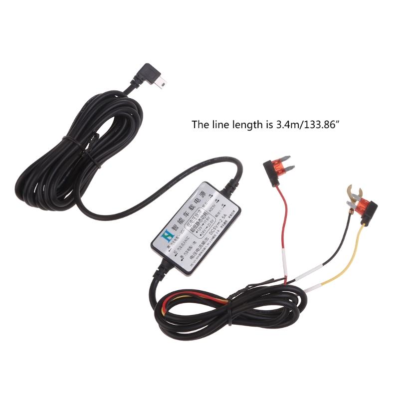 90° 3-Wire 12V~30V To 5V 2.5A Mini USB Cable Portable Car Charger Adapter Cord Power Box Wire Line for Mini USB Devices