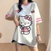 Korean style loose-fitting T-shirt, Hello Kitty soccer T-shirt, sports T-shirt, streetwear.