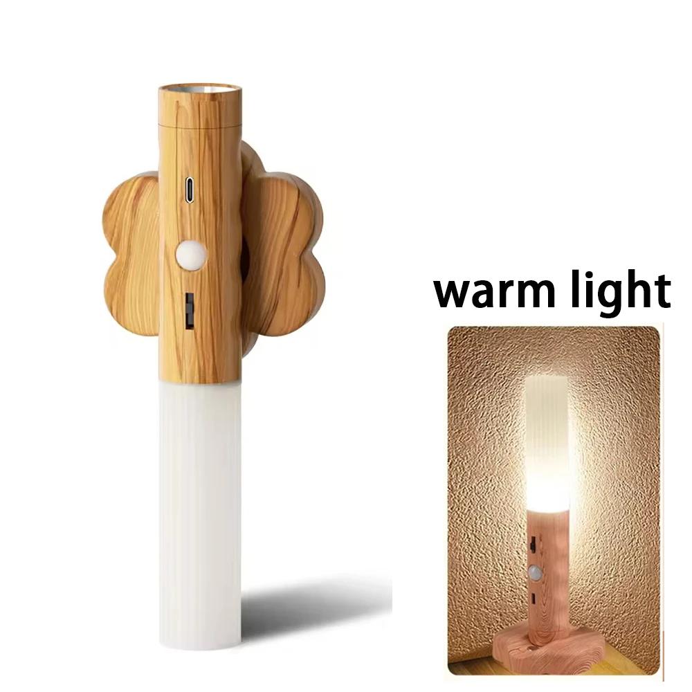 

Перезаряжаемый светодиодный ночник с имитацией текстуры дерева, ручной магнитный дизайн, портативный, подходит для шкафа, спальни, коридора