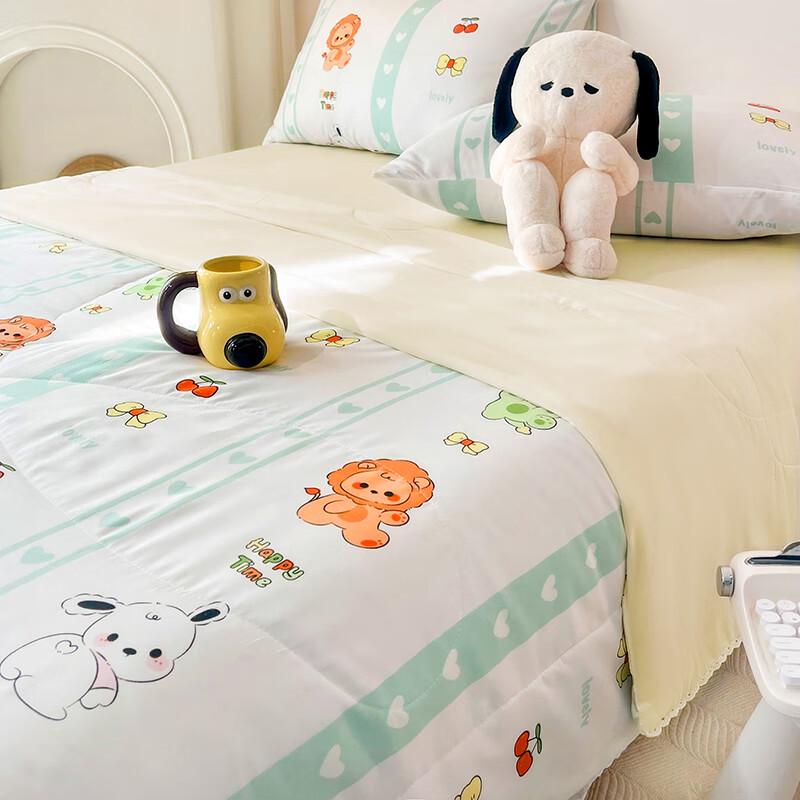 Aosmeng Kids Animal Paradise Washed Cotton Summer Quilt