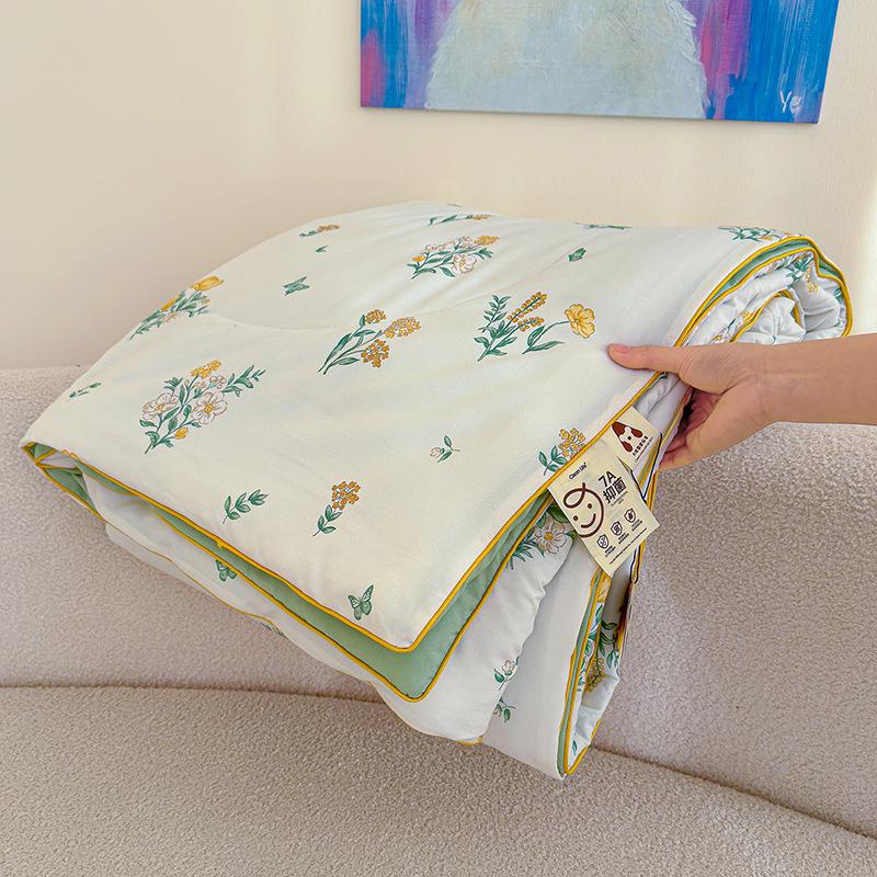 Class A Washed Cotton Double-Layer Gauze Soybean Fiber Summer Quilt – Cool, Airy, Machine Washable, Ideal for Air-Conditioning.