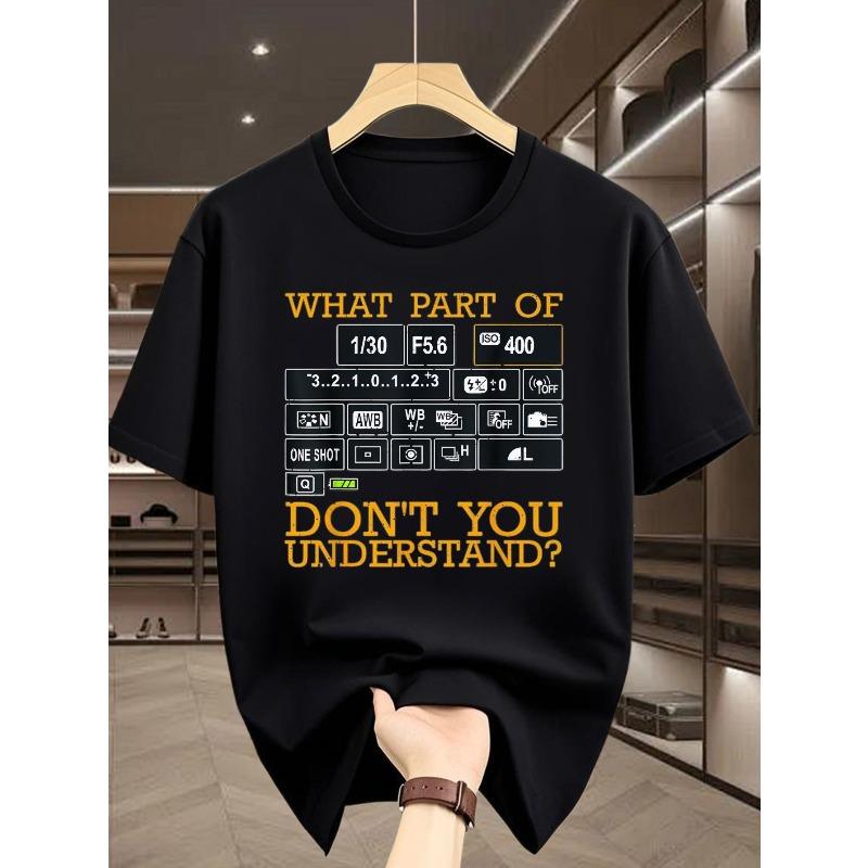 

Men s T-shirt, Fashionable and Camera Control Pattern Print Top, Trendy and Versatile Loose Short-Sleeve T-shirt 4XL чорний