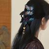 New Chinese Style Kniting Butterfly Hair Claws Women's Purple Long Flower Tassel Shark Grab Clips Vintage Hanfu Headpiece