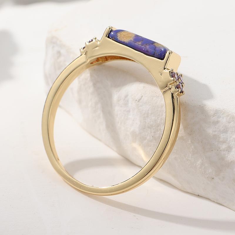 Vintage Inlaid Purple Stone Women's Ring Ethnic Gold Color Hand Carving Daily Wear Party Jewelry Anniversary Gift