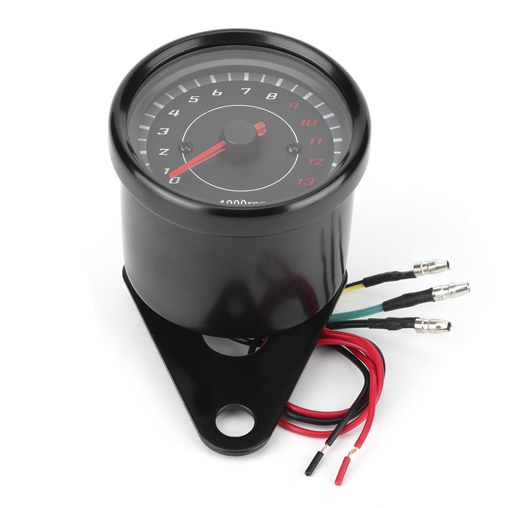 Universal 12V Vintage Motorcycle Tachometer Gauge LED Backlight Auto Accessory Black
