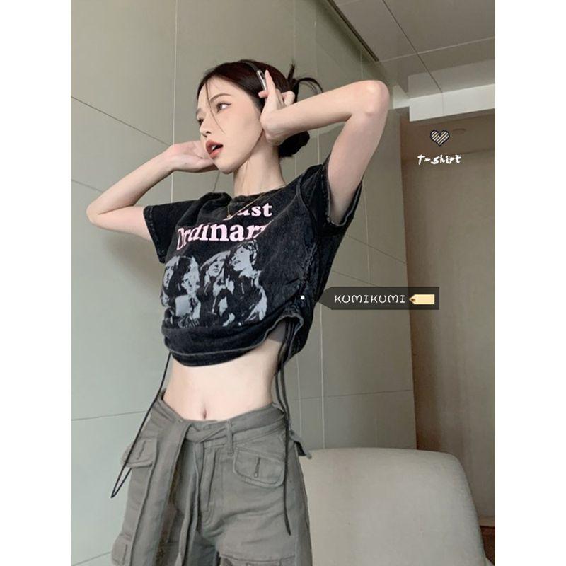 Retro Couple Stylish Sexy Crop-Top Short Sleeve T-shirt