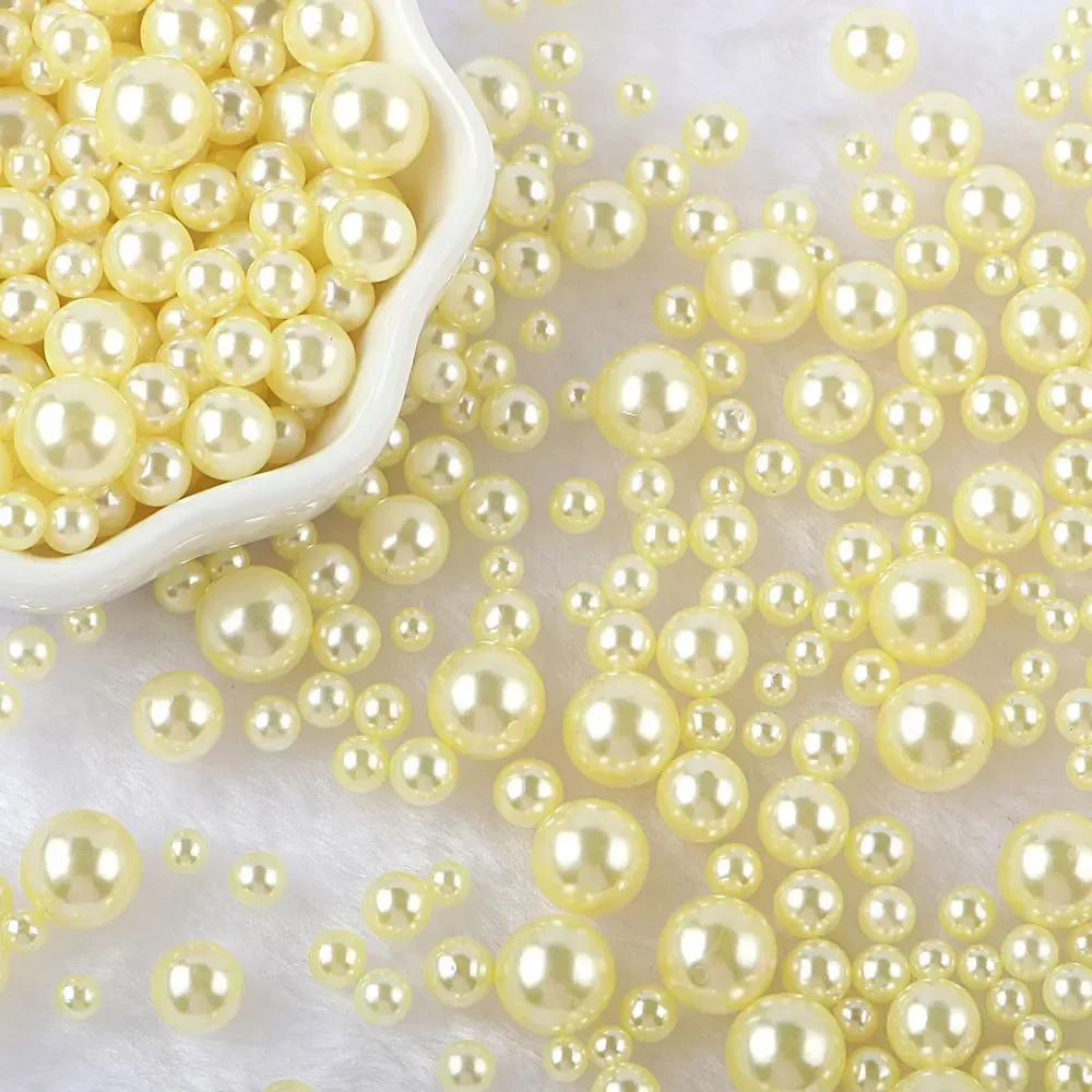 Miçangas ABS Imitação de Pérola Multicoloridas Sem Furo Miçangas Soltas para Arte de Unhas DIY Artesanato Decoração de Scrapbook