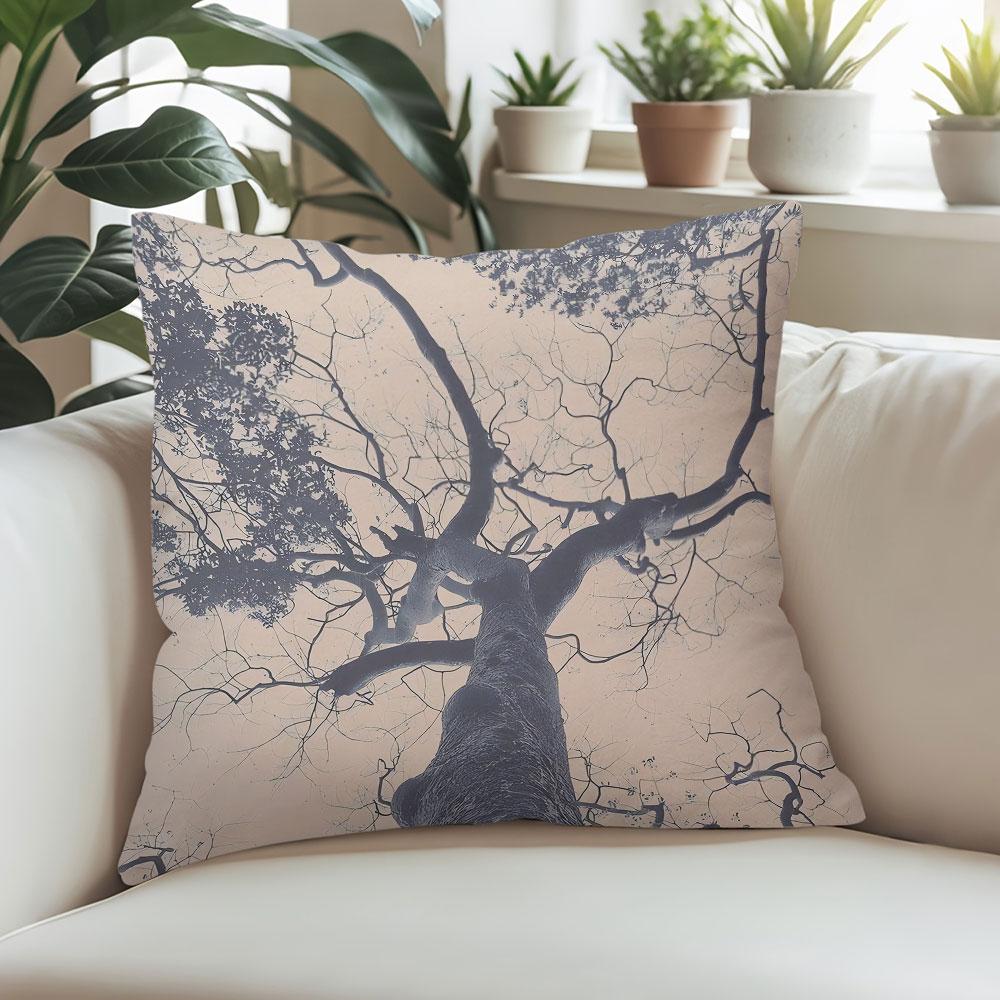Tree Sky Square Jacquard Pillow Cover for Sofa Office Waist Cushion Cover Home Decorative Pillowcase