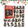 Humorous Christmas Hanging Decor Raccoon Advent Calendar, 24 Days 2D Acrylic Ornament Countdown Creative Desk Decorations Collectible Cute Pendents
